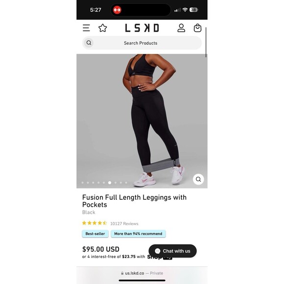 LSKD Fusion Full Length Leggings with Pockets BLACK  Size S BRAND NEW - Picture 7 of 9